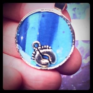 Blue corded choker necklace